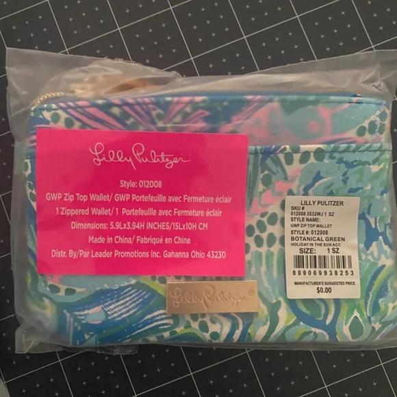 NIP Lilly Pulitzer Holiday in the Sun Top Handle Bag & Zip Top Wallet - Picture 4 of 5